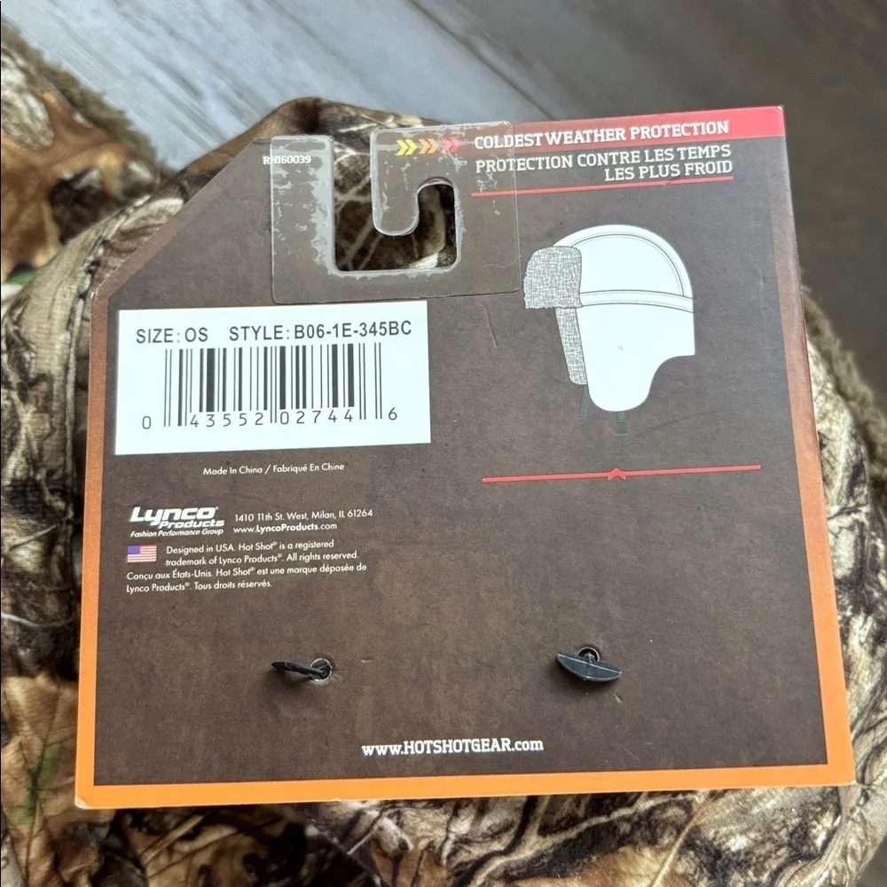 Hot Shot Trapper Hat,Sherpa lined,camo,heat factor 3,Realtree Edge winter